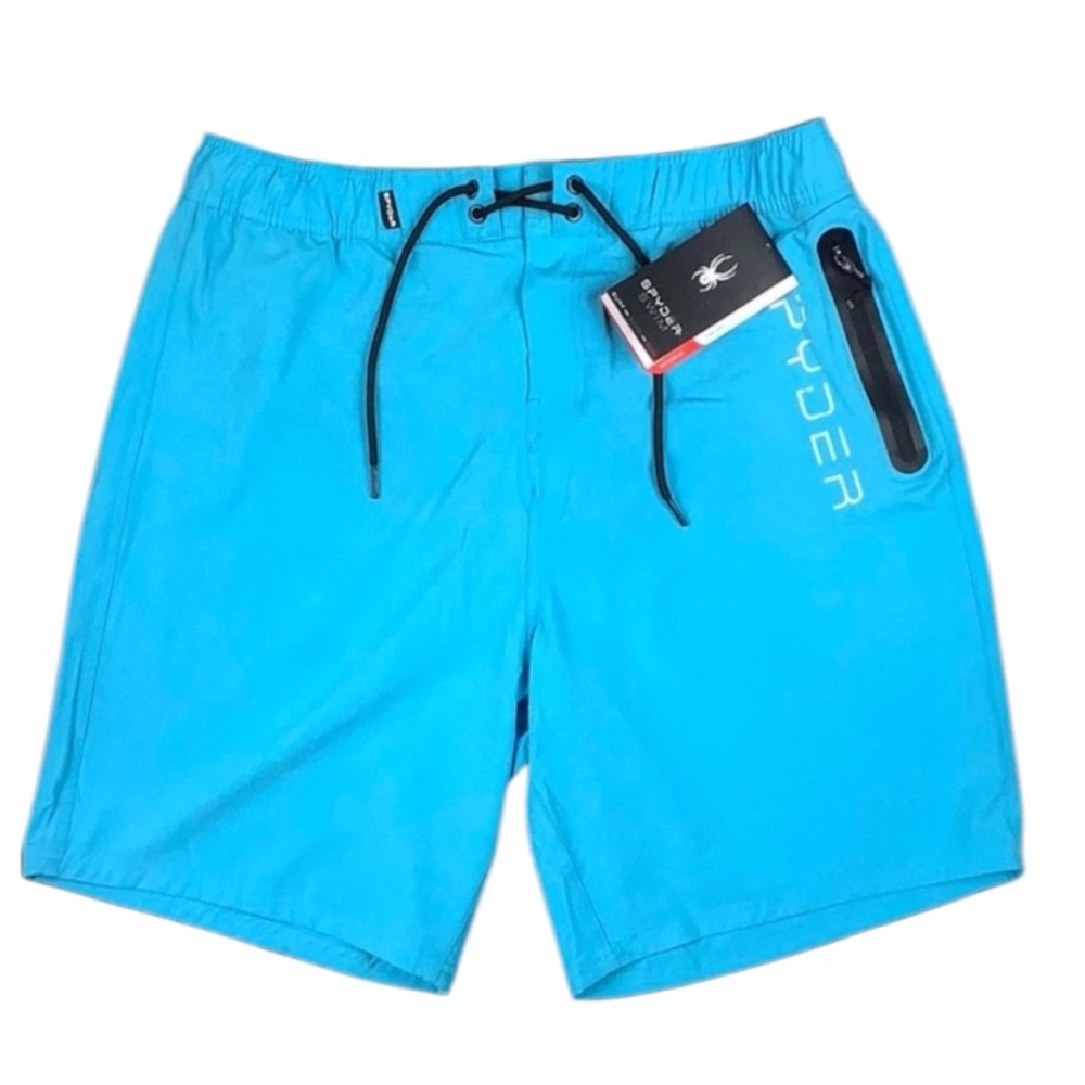 Spyder Board Shorts Mens XL Turquoise Fast Dry UV Breathable Swim Trunks Stretch